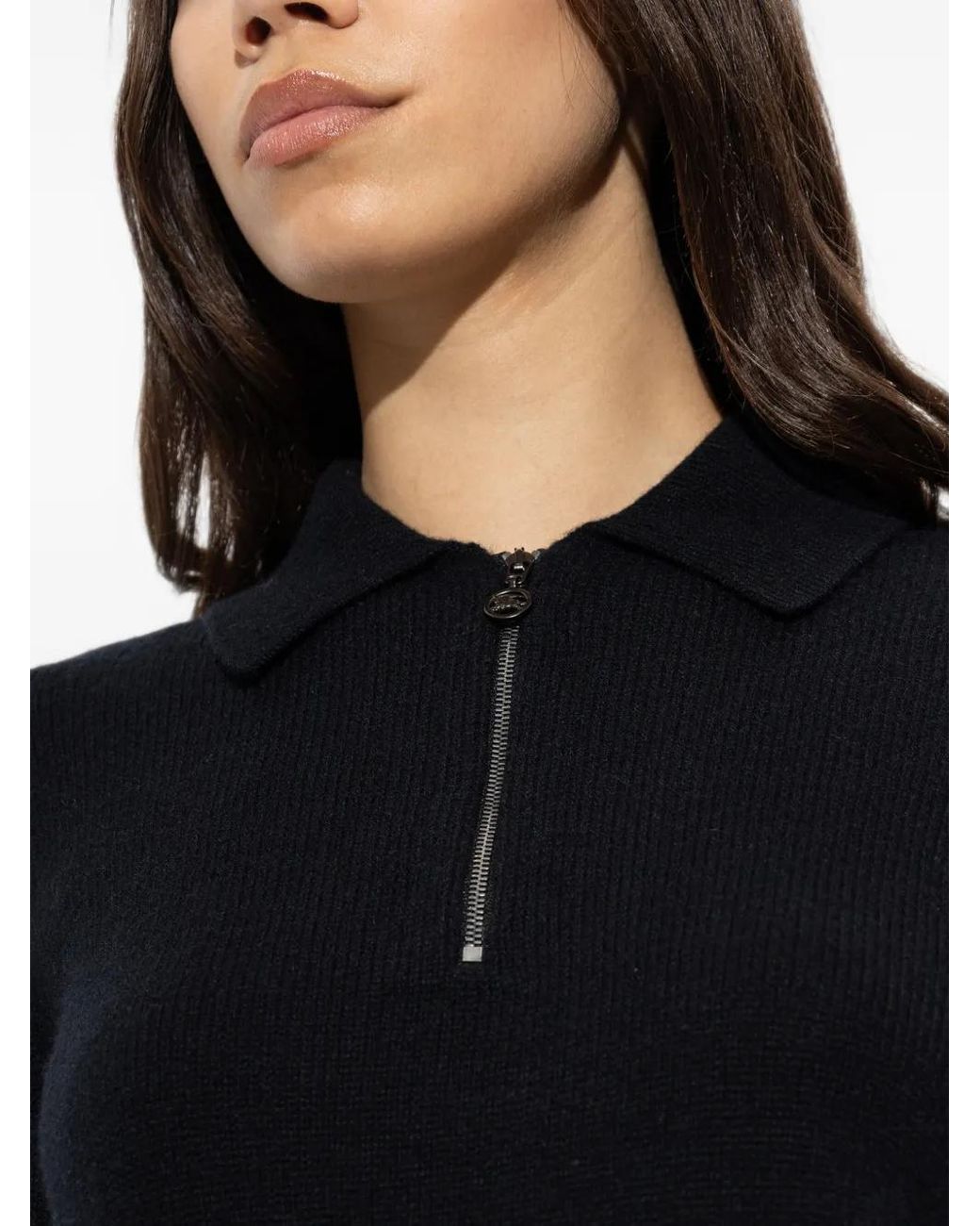Burberry Black Long-Sleeve Cashmere Polo Shirt