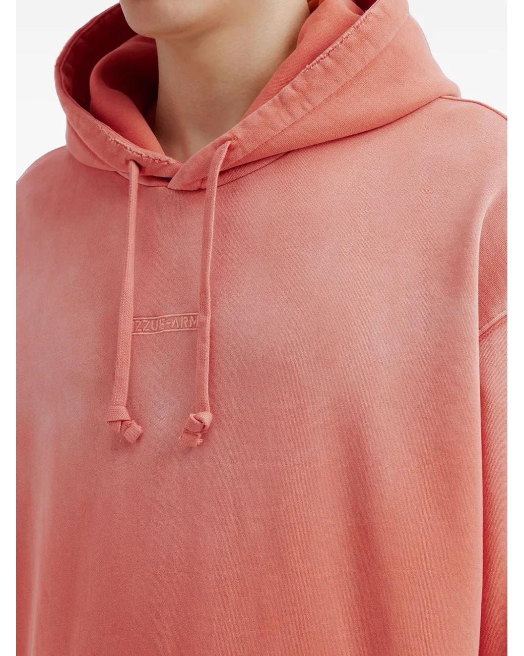 Izzue Pink Distressed-Effect Logo-Patch Hoodie for men