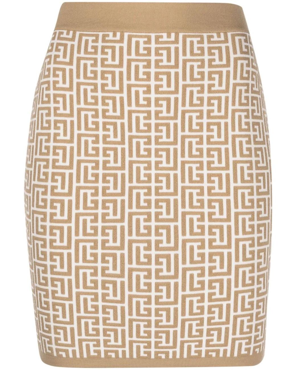 Balmain Natural Monogram-Jacquard Miniskirt