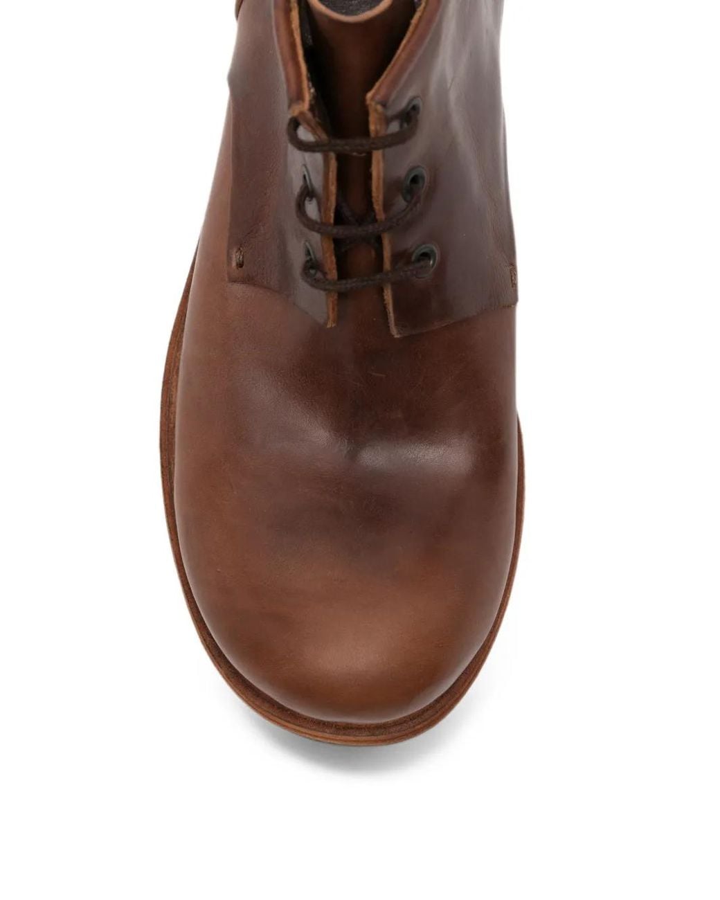 Ma+ Brown Lace-Up Leather Ankle Boots
