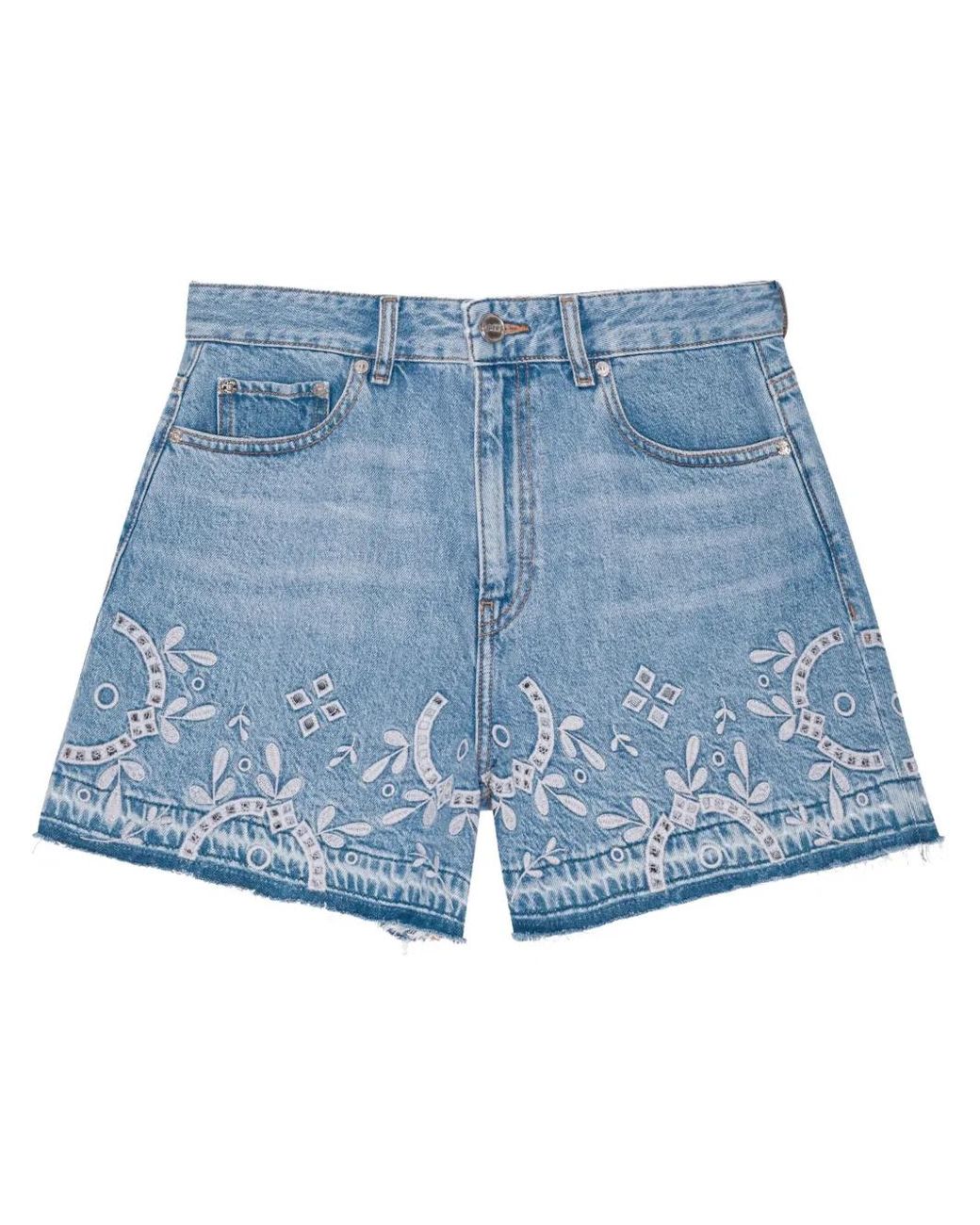Ganni Blue Broderie Shorts