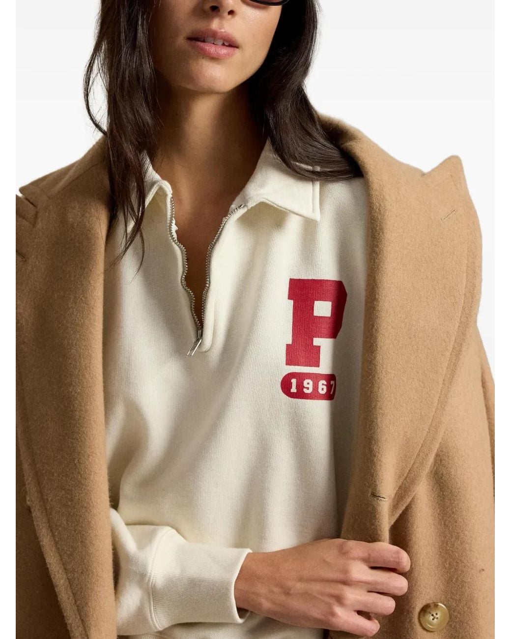 Polo Ralph Lauren White Half-Zip Logo-Print Polo Top