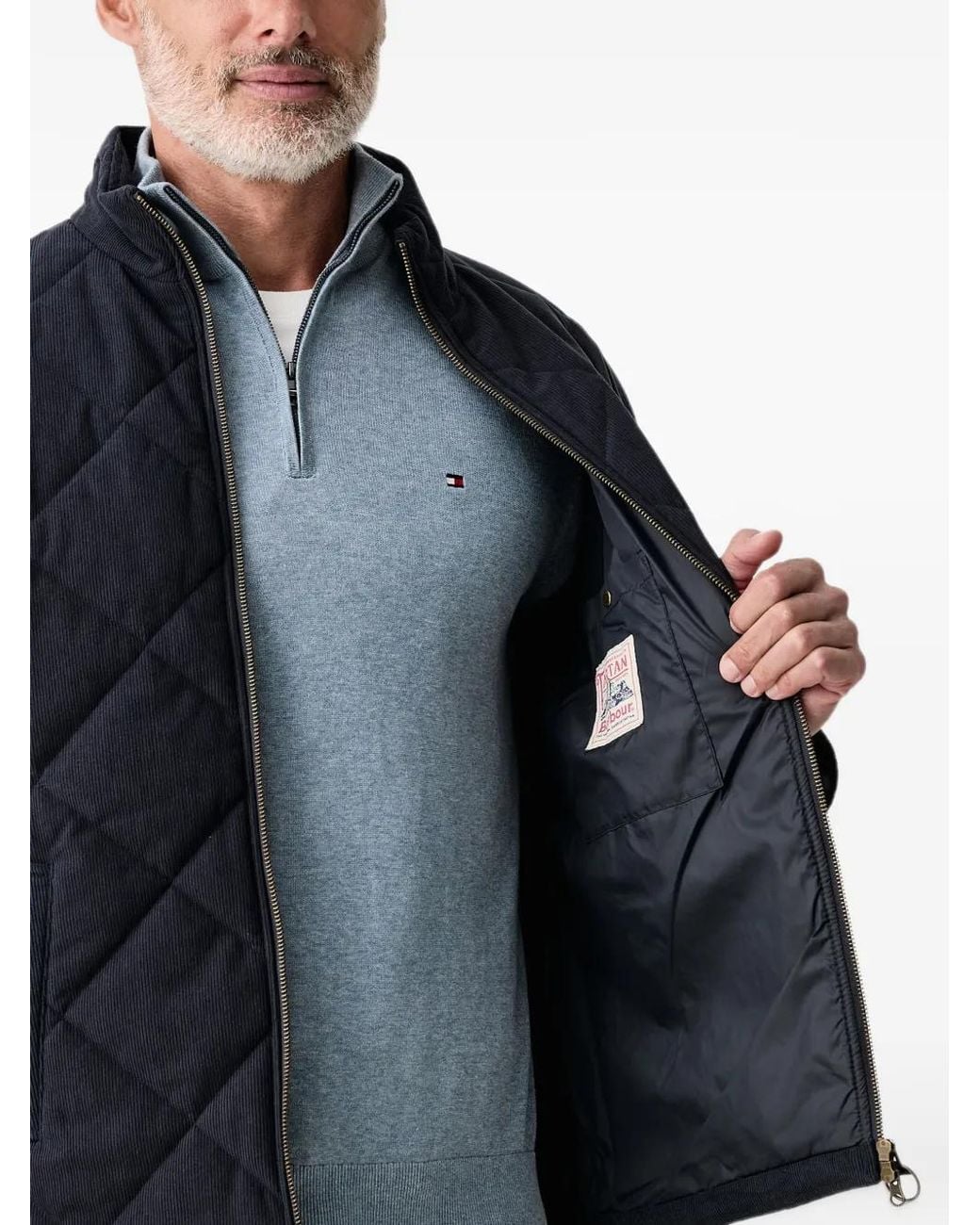 Barbour Blue Corden Quilted Jacket for men
