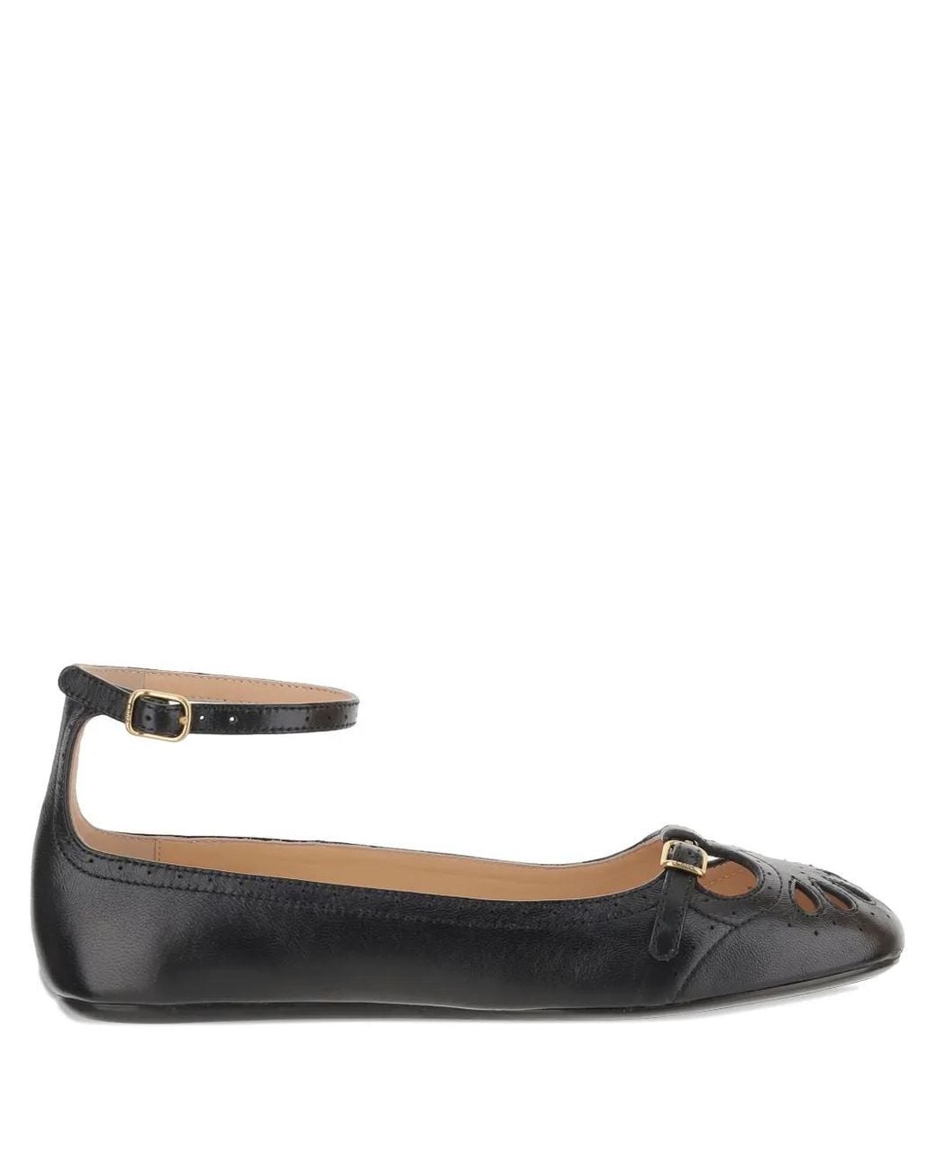 Chloé Black Leather Ballet Flats 'Misty'