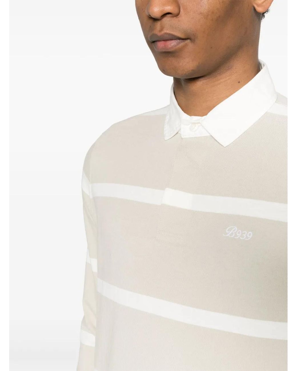 Boggi White Striped Cotton Polo Shirt for men