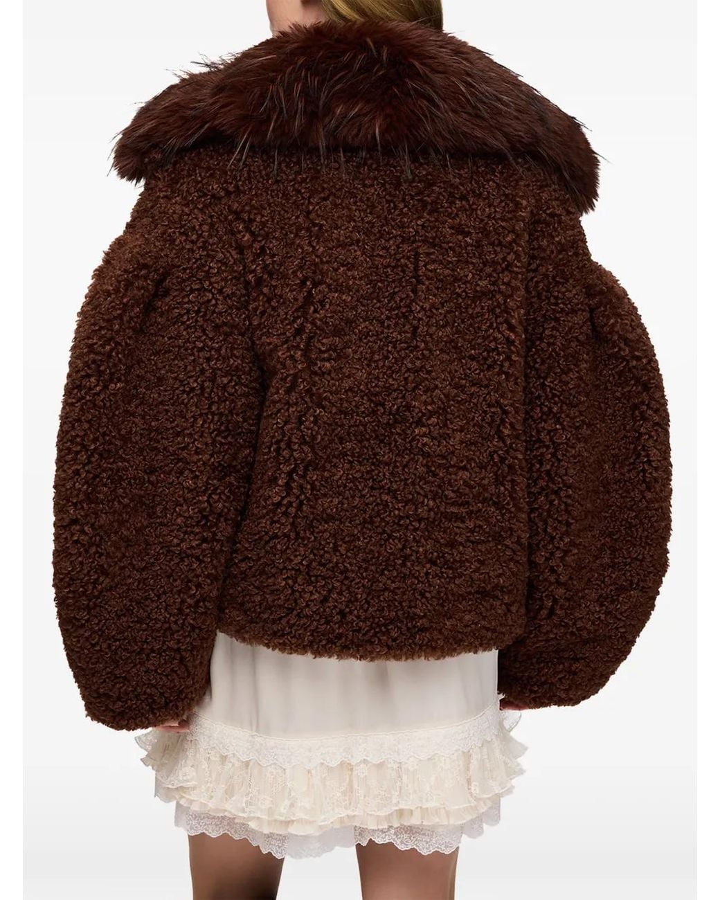 Ganni Brown Veste En Peau Lainée Artificielle