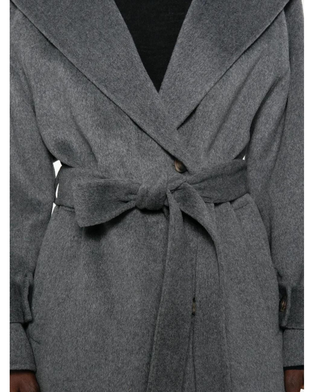 SOLOTRE Gray Hooded Belted Coat