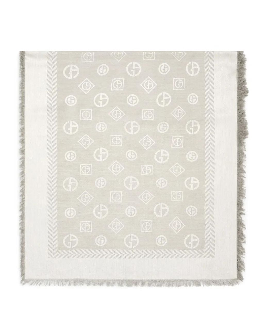 Giorgio Armani White Monogram Jacquard Virgin Wool And Silk Stole for men