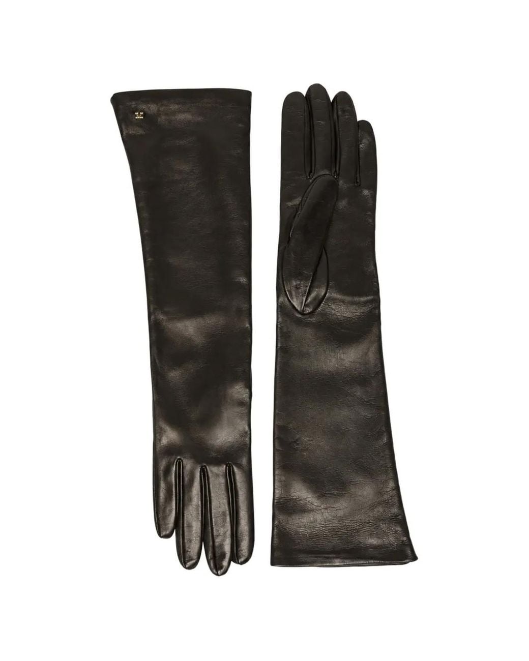 Max Mara Black Logo-Plaque Leather Gloves