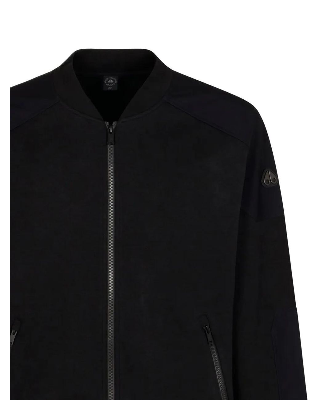 Moose Knuckles Black Dalon Logo-Patch Bomber Jacket for men