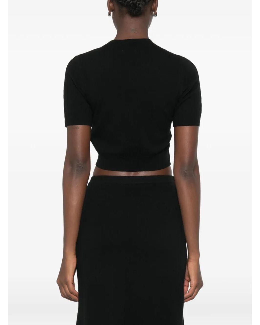 Sandro Black Button-Embellished Crop Top