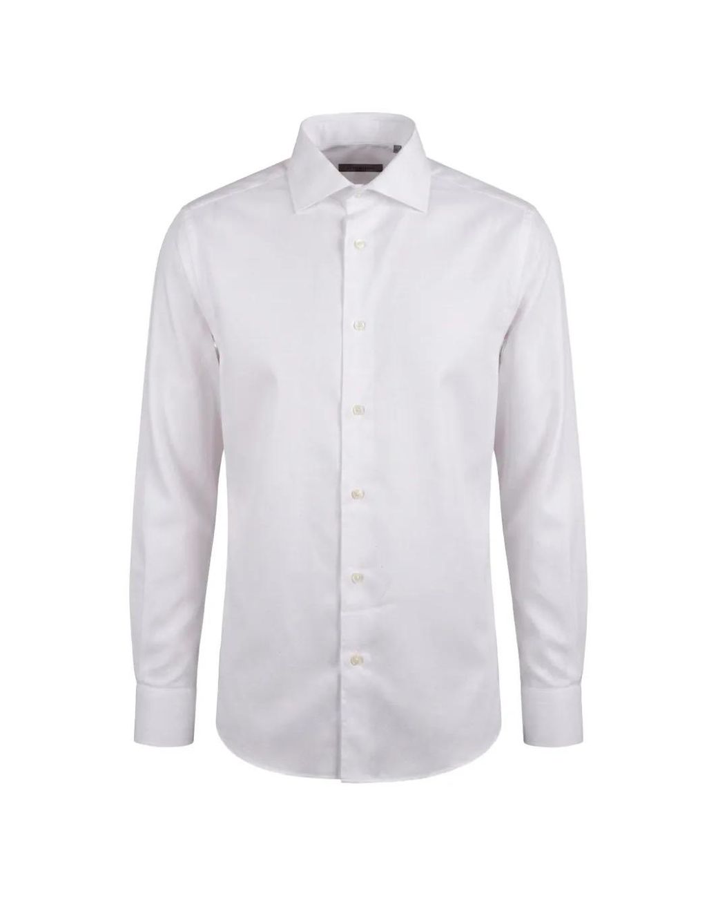 Corneliani White Textured Long-Sleeve Shirt for men