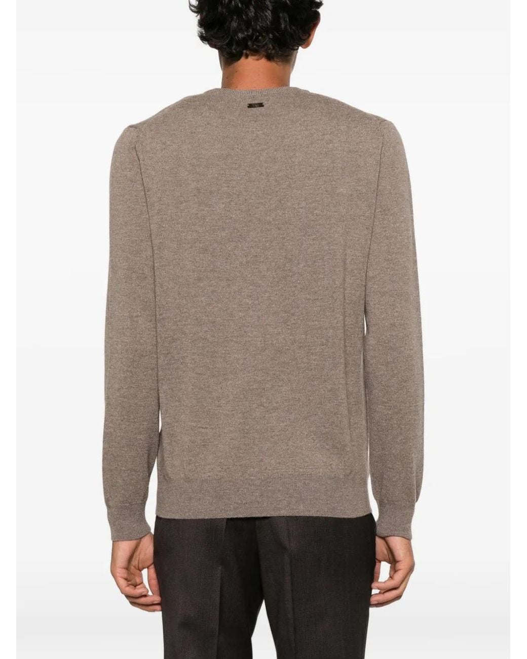 Corneliani Brown Crew-Neck Long-Sleeve Sweater for men
