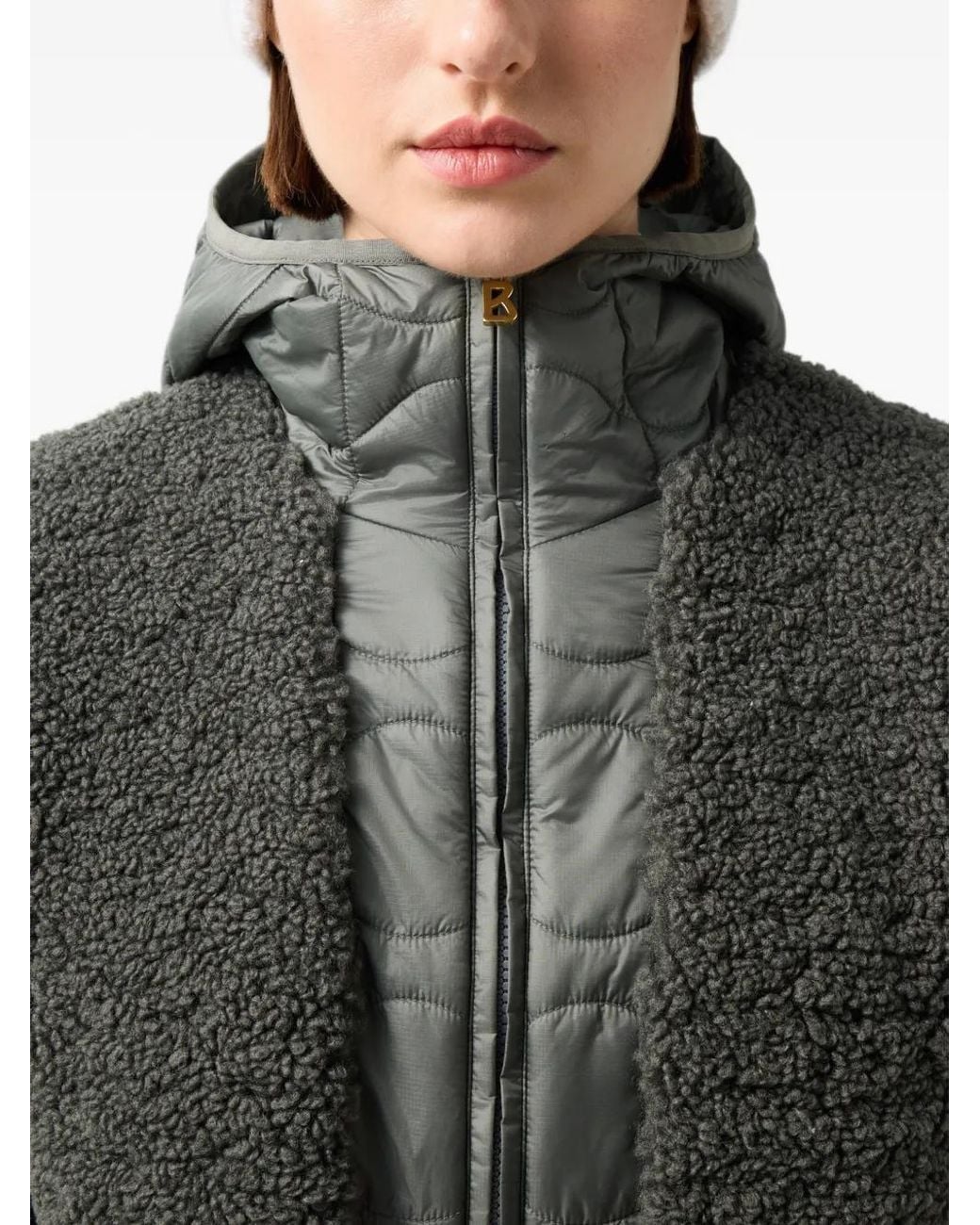 Bogner Gray Bibi Teddy Quilted Shearling-Effect Jacket