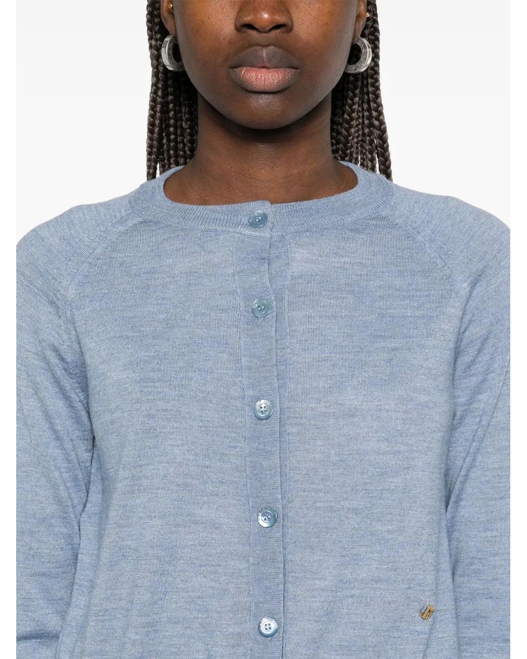 Moschino Blue Crew-Neck Cardigan