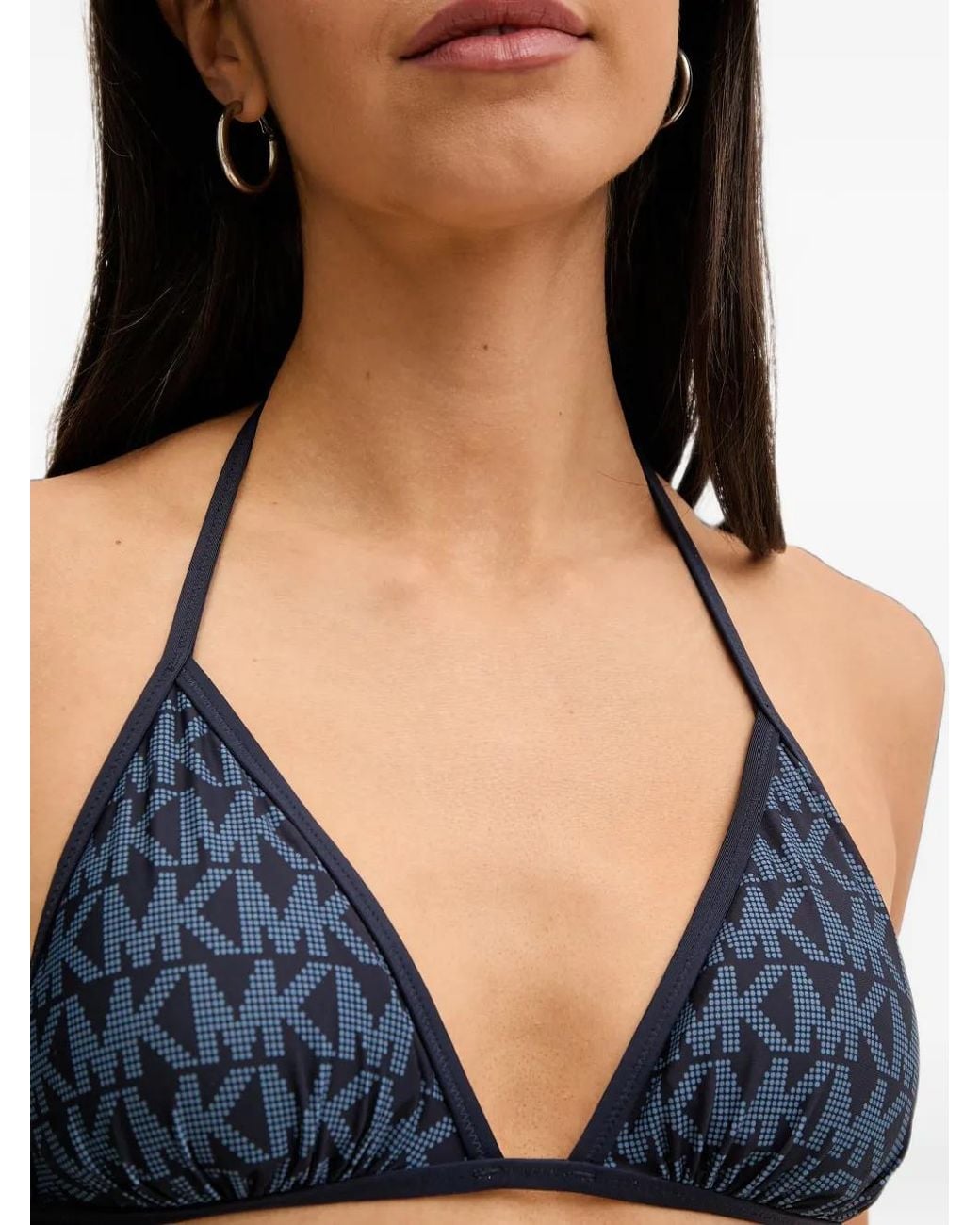 MICHAEL Michael Kors Blue Monogram-Print Triangle Bikini
