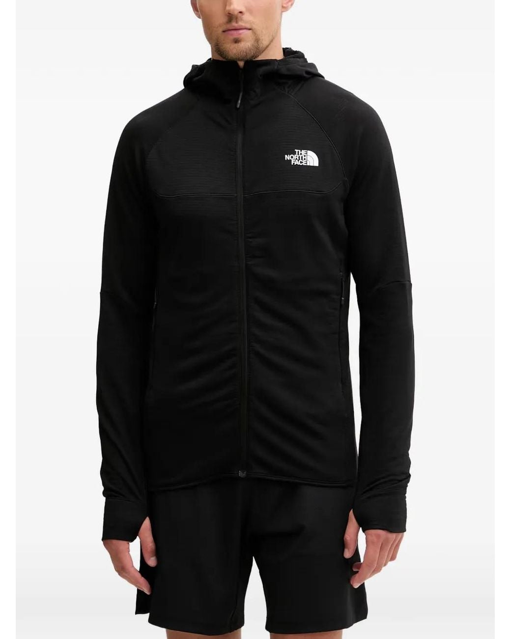 The North Face Black Bolt Polartec Logo-Print Zip-Up Hoodie for men