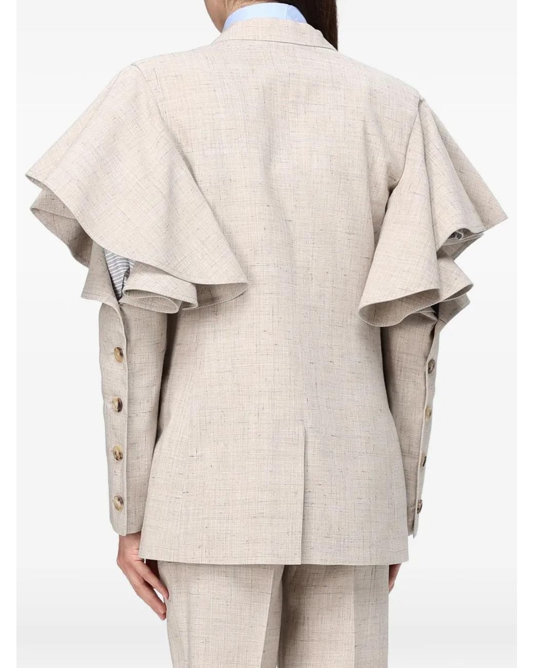Moschino Gray Ruffled-Sleeve Blazer