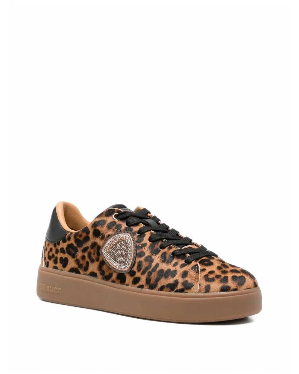 Blauer Brown Leopard-Print Leather Sneakers