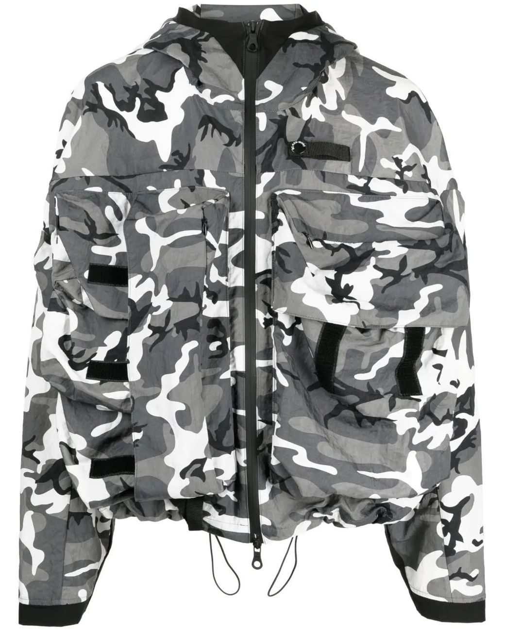 Mostly Heard Rarely Seen Gray Camouflage-Print Logo-Embroidered Jacket for men