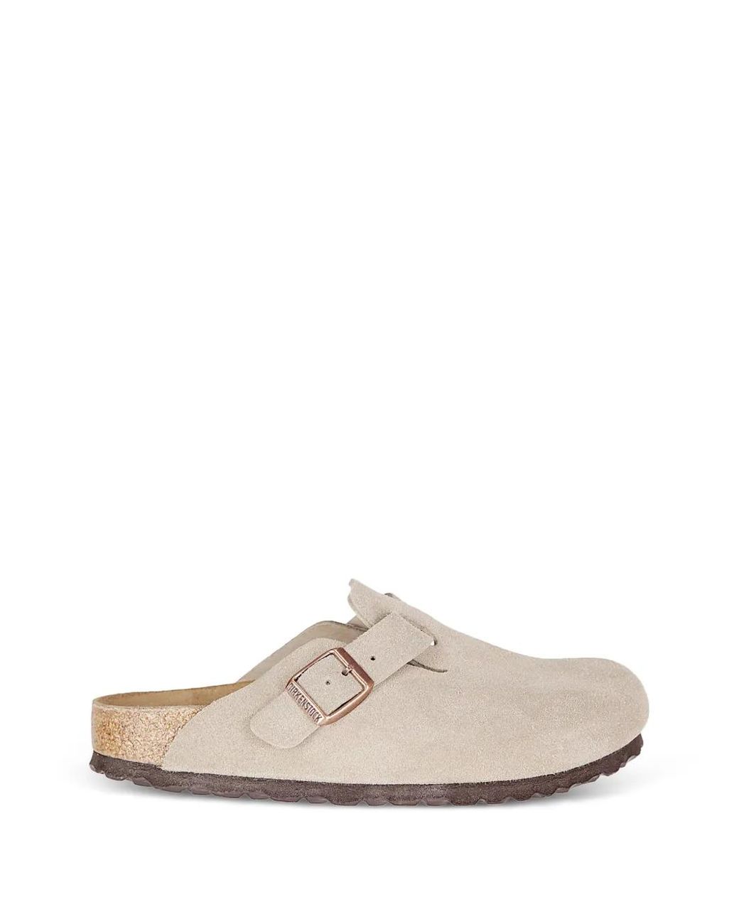 Birkenstock White Boston Suede Mules