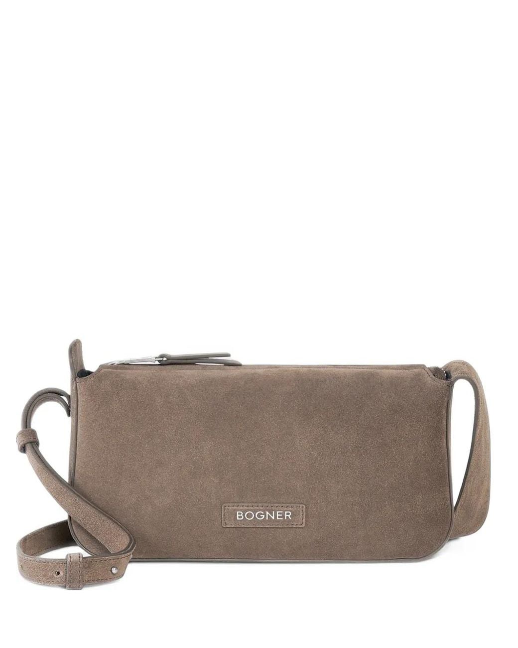 Bogner Brown Loges Yael Suede Logo-Pouch Shoulder Bag