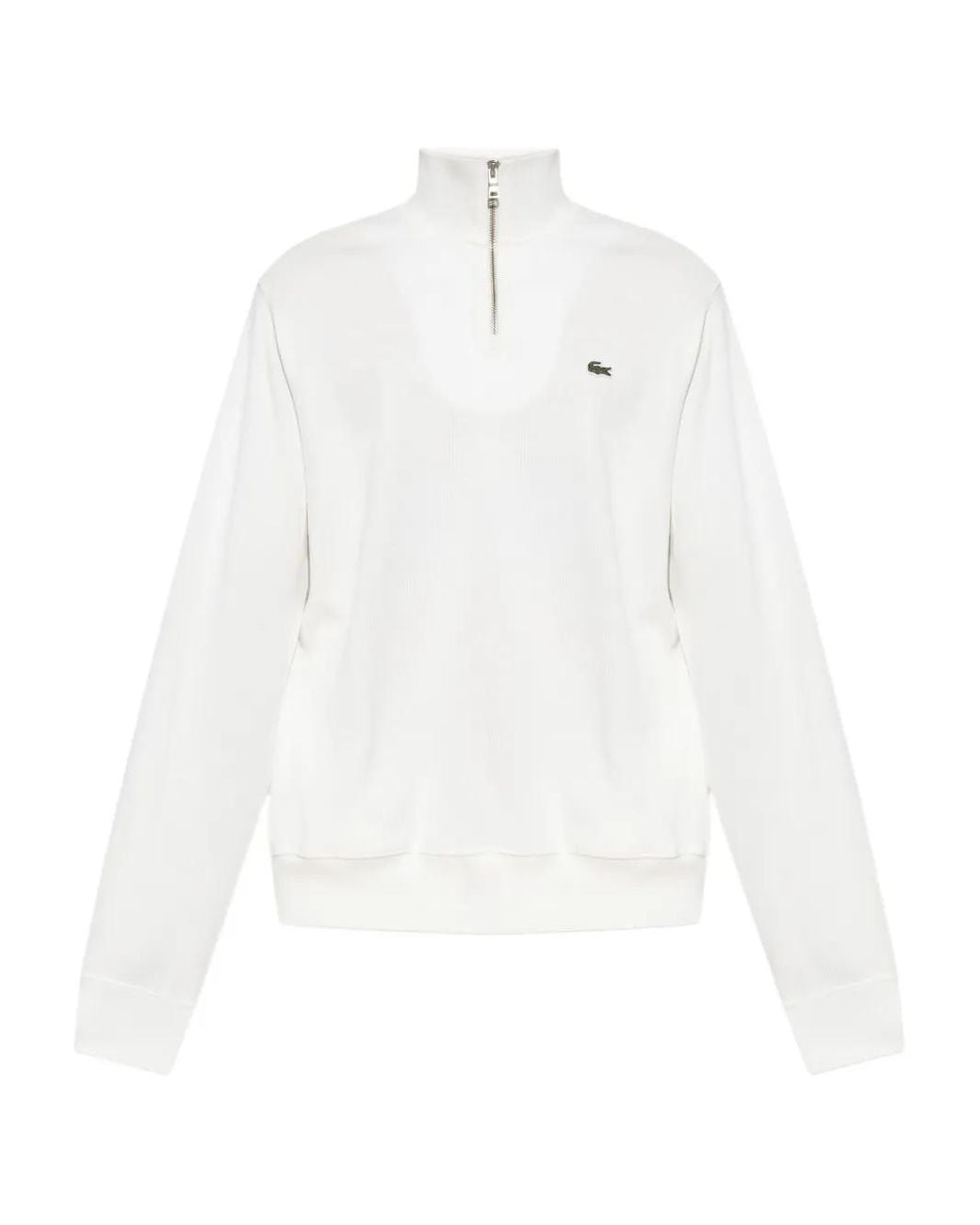 Lacoste White Zip-Up High-Neck Sweatshirt for men