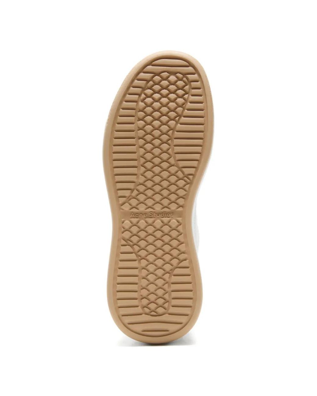 Acne White Leather Touch-Strap Sneakers