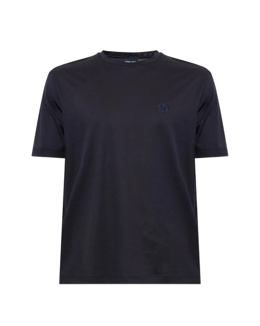 Giorgio Armani Blue Logo-Embroidered T-Shirt for men