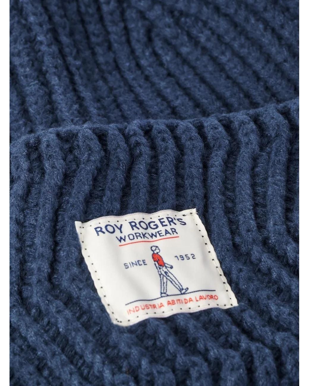 Roy Rogers Blue Logo-Patch Beanie Hat for men