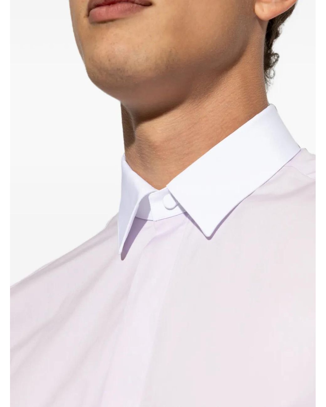 Tom Ford White Contrast-Collar Concealed-Fastening Shirt for men