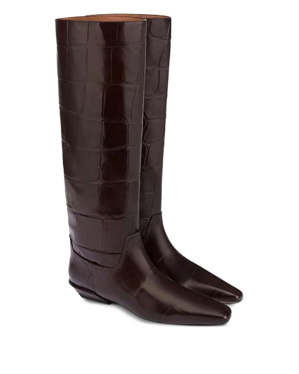 Paris Texas Brown Croc-Embossed Leather Boots