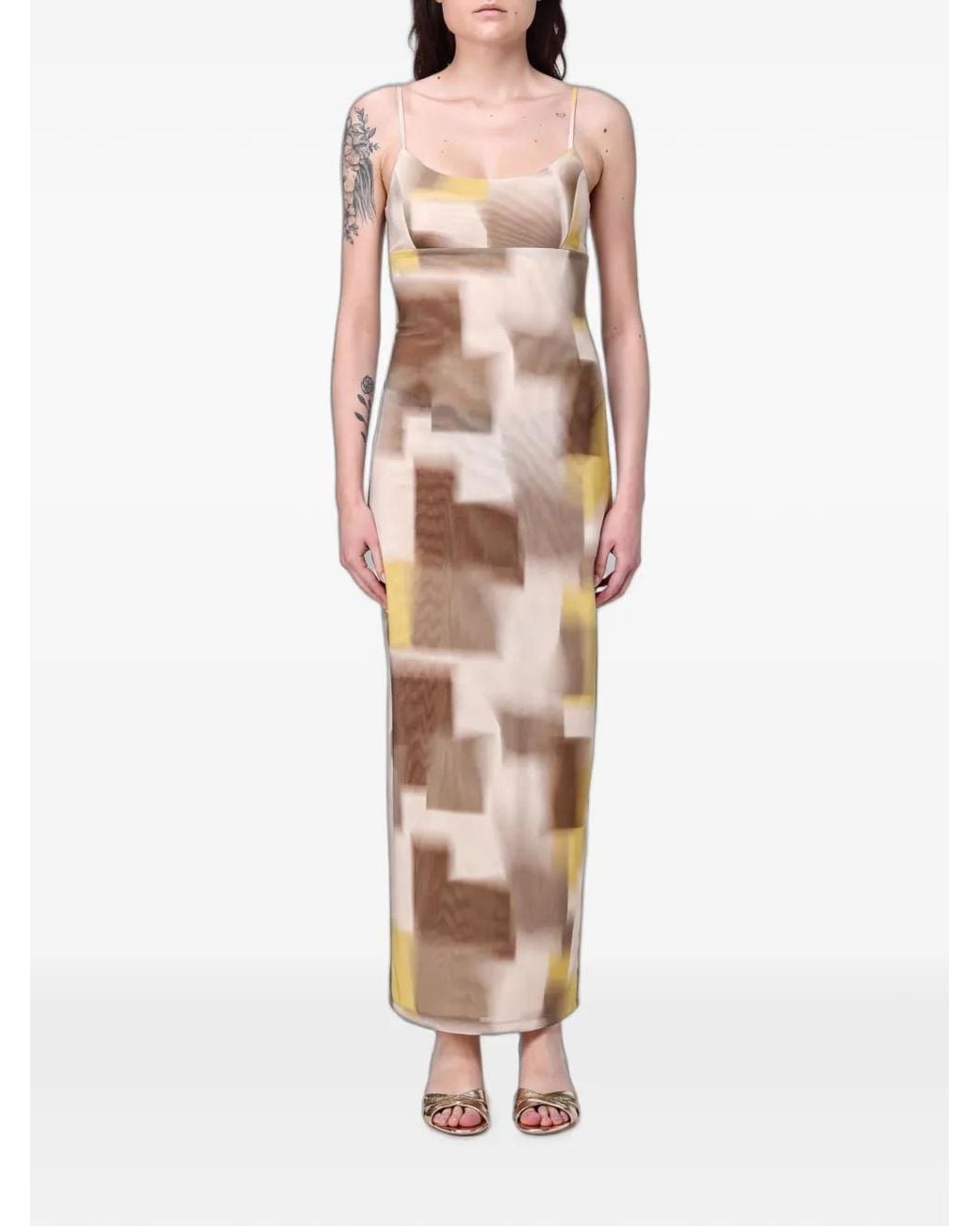Emporio Armani Natural Maxi Dress With Thin Straps