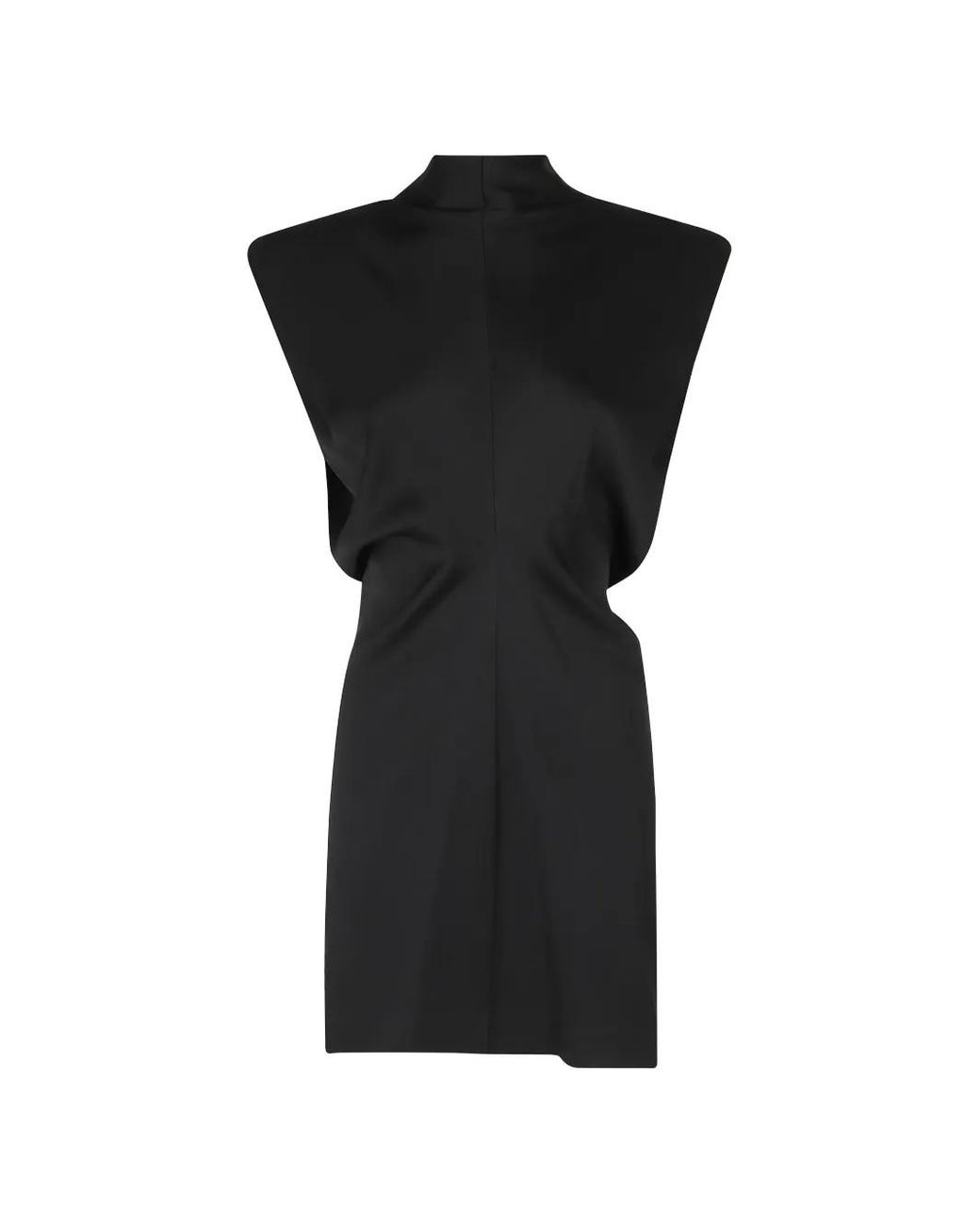 FEDERICA TOSI Black Padded-Shoulder Sleeveless Mini Dress