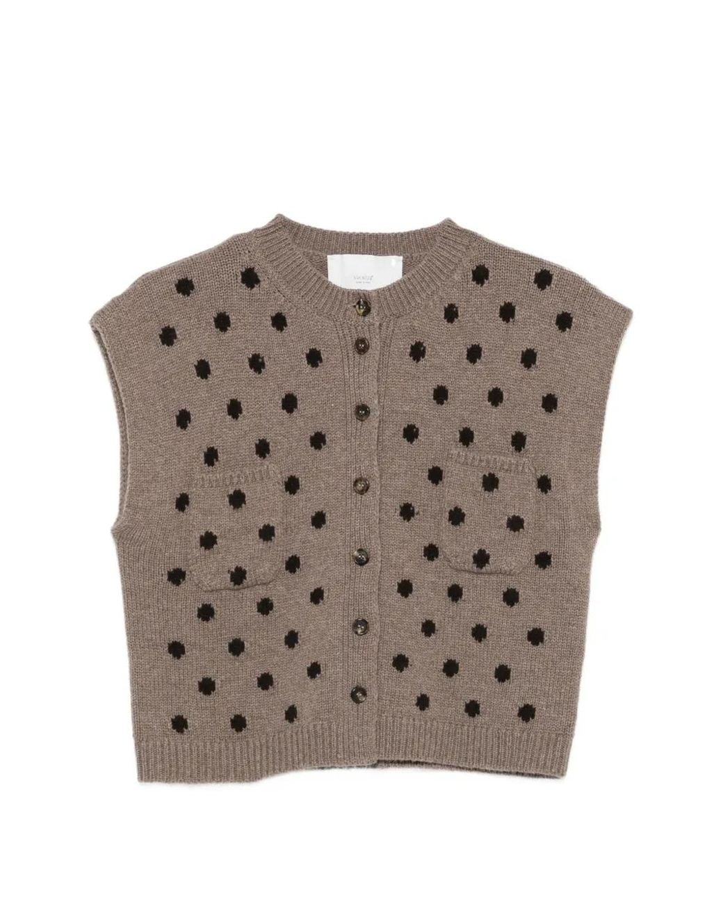 Vanisé Brown Polka-Dot Knit Vest