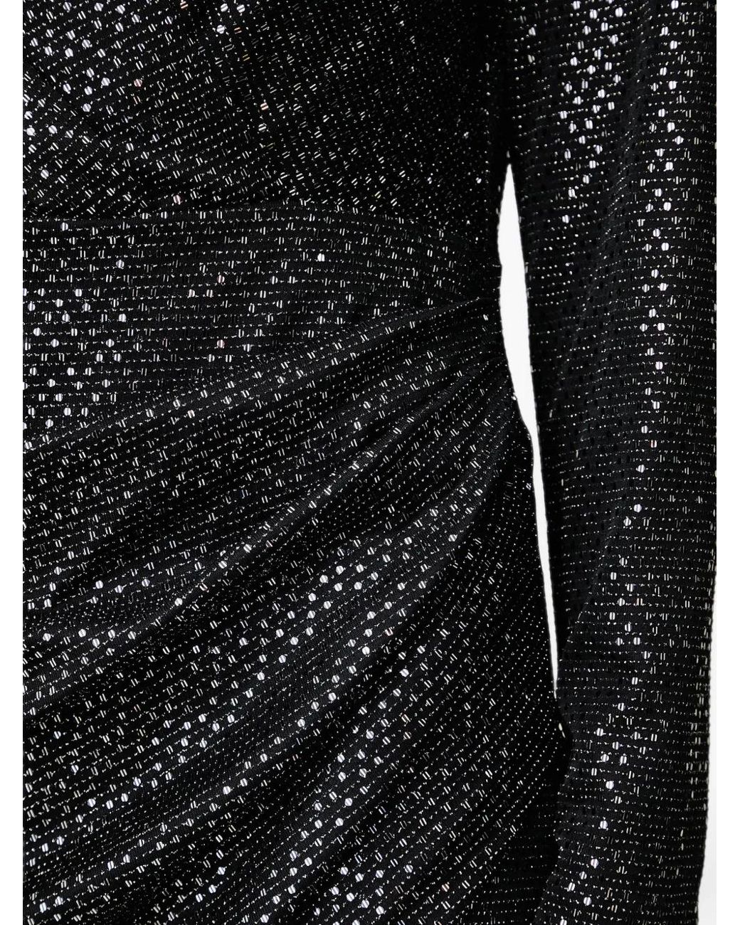 DKNY Black Sequin-Embellished Ruched Mini Dress