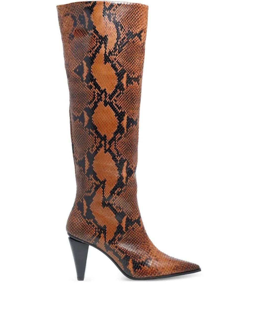 Roberto Festa Riva Pointed-Toe Python-Print Boots in Brown | Lyst Canada