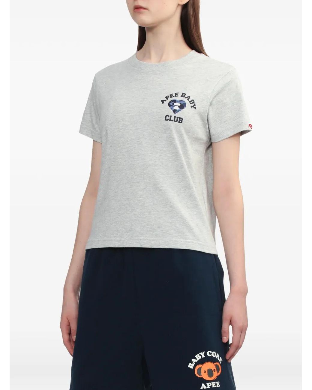 A Bathing Ape Baby Club Graphic T-Shirt in Gray | Lyst