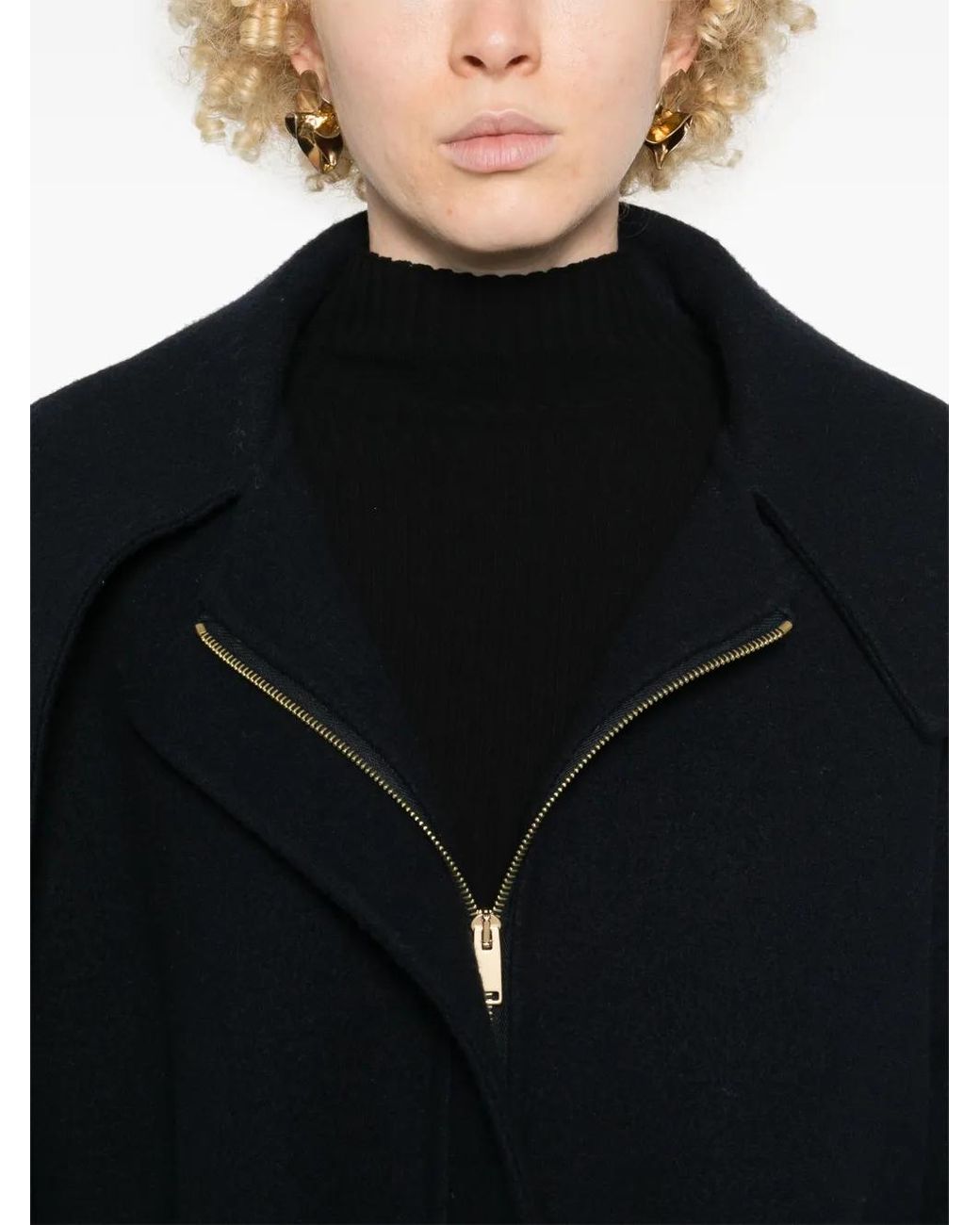 Fabiana Filippi Black Boiled Wool Bomber Jacket