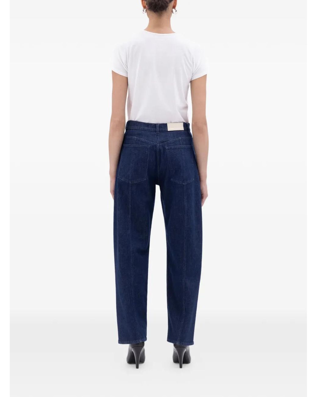 Another Tomorrow Blue Seam-Detail Curved Jeans