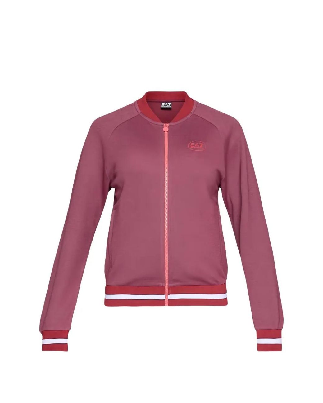 EA7 Purple Logo-Print Zip-Up Track Jacket