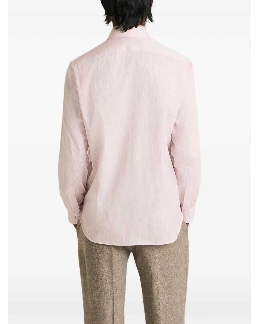 Camicia A Righe di Kiton in Pink da Uomo