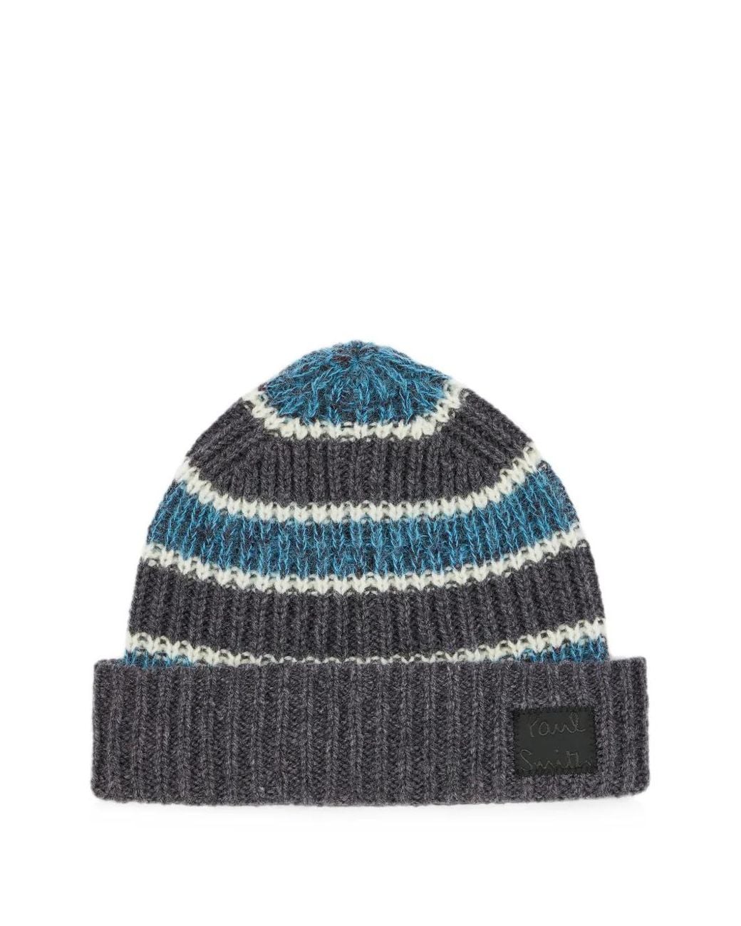 Paul Smith Blue Striped-Pattern Beanie Hat for men