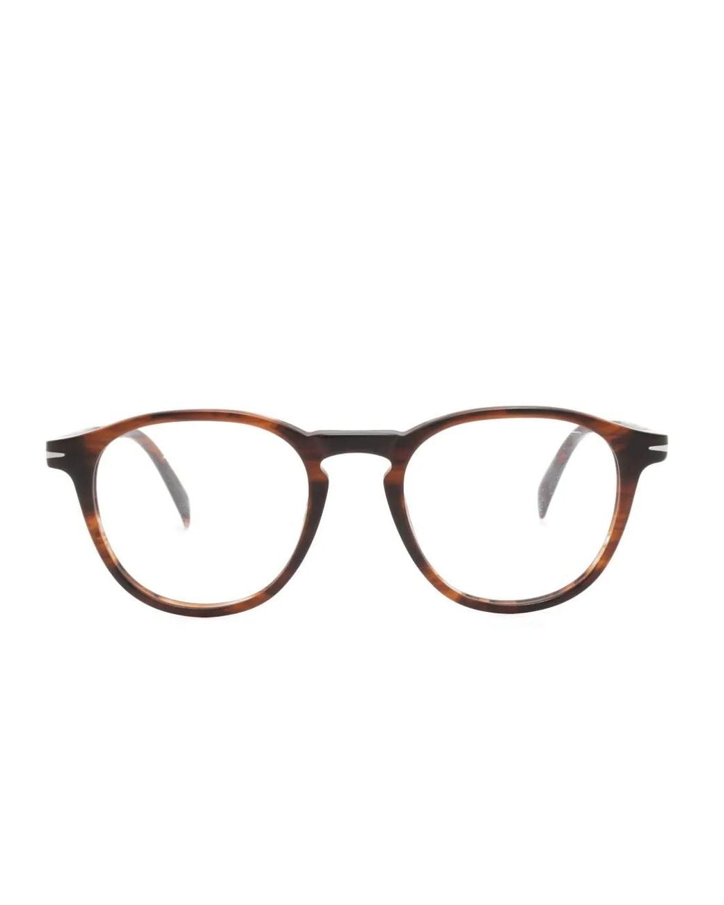David Beckham Brown Round-Frame Tortoiseshell-Effect Glasses