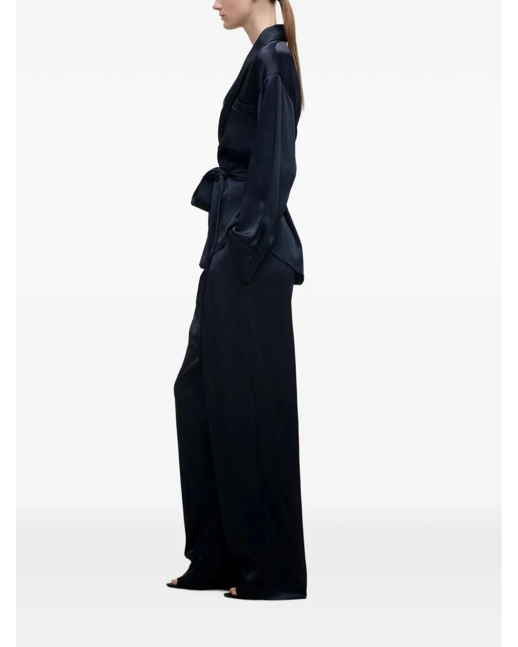Victoria Beckham Blue Alba Belted Blouse
