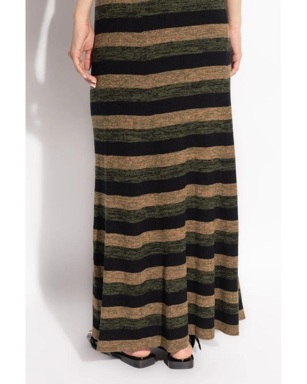 Ganni Black Skirt With Stripe Pattern,