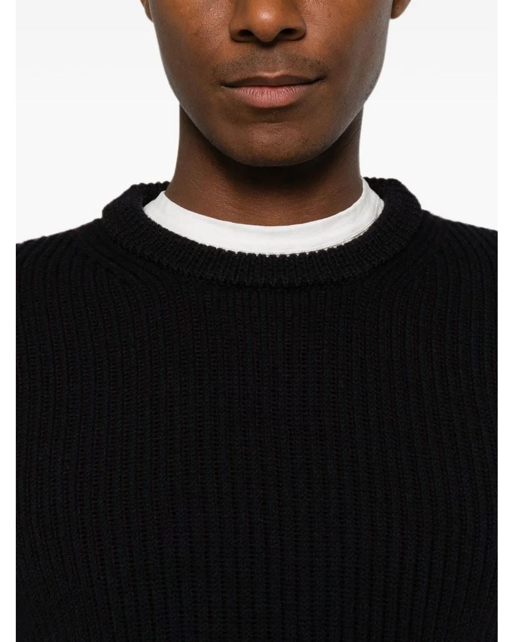 Drumohr Black Pull Côtelé En Laine for men