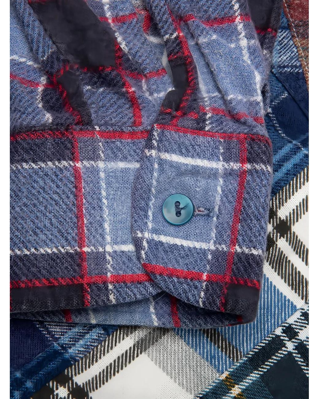 Needles Blue 7 Cuts Patchwork Shirt for men