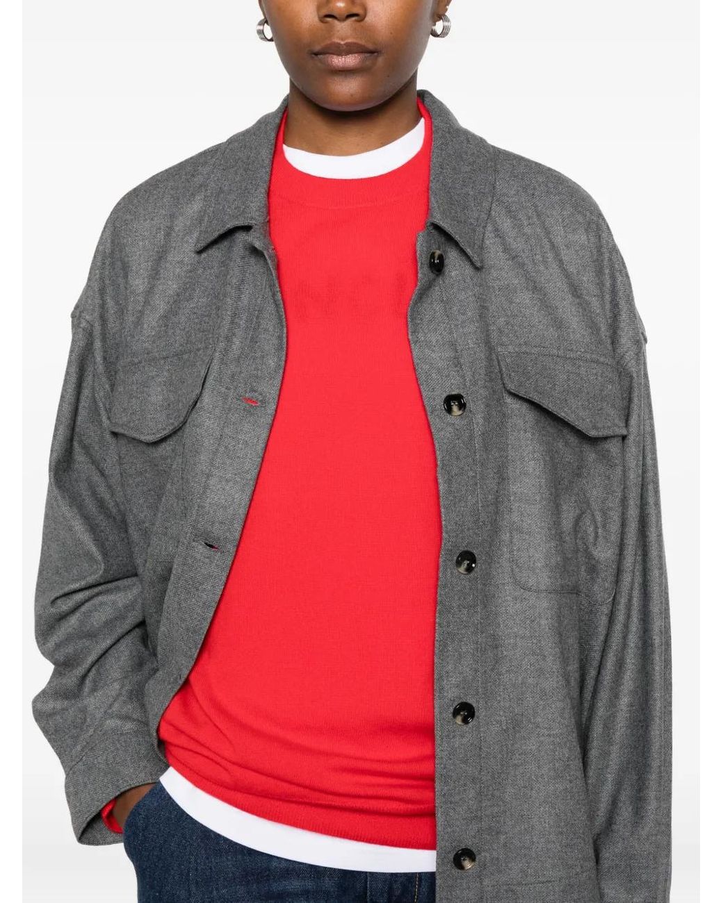 TRUE AVENUE Gray Button-Down Pocket Jacket