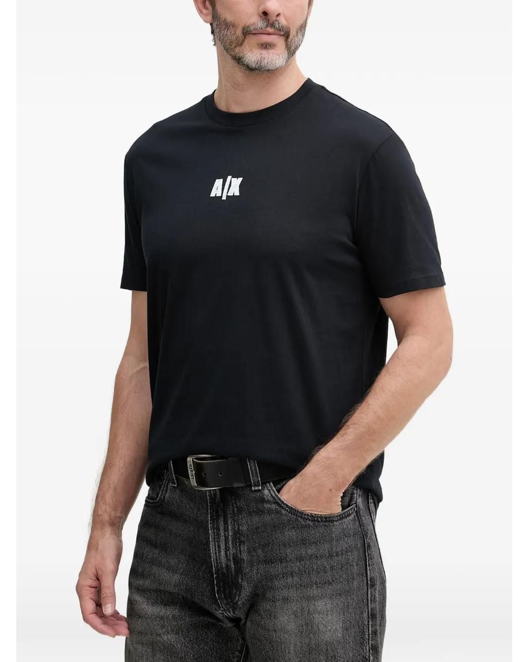 ARMANI EXCHANGE Black Logo-Print T-Shirt for men